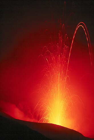 Volcano erupting